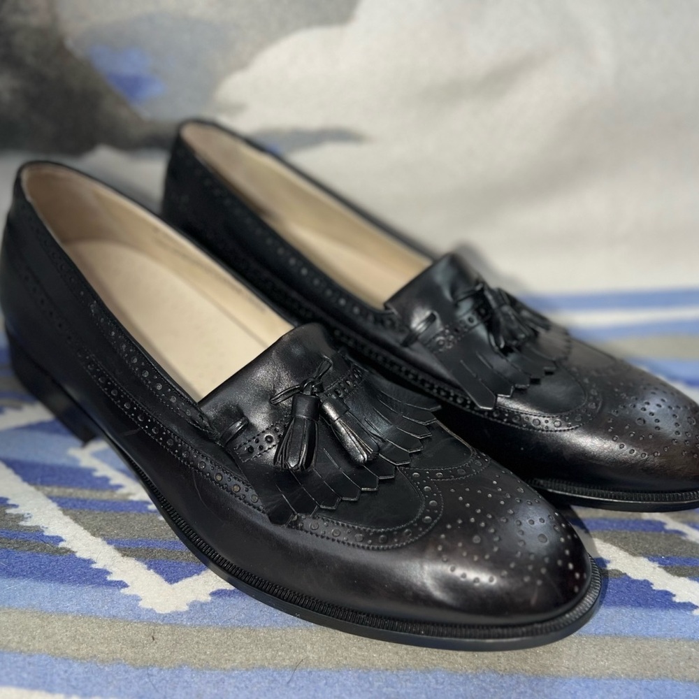 Men’s Rockport Signature Collection Black Leather Tassel Loafers Size 13 Narrow